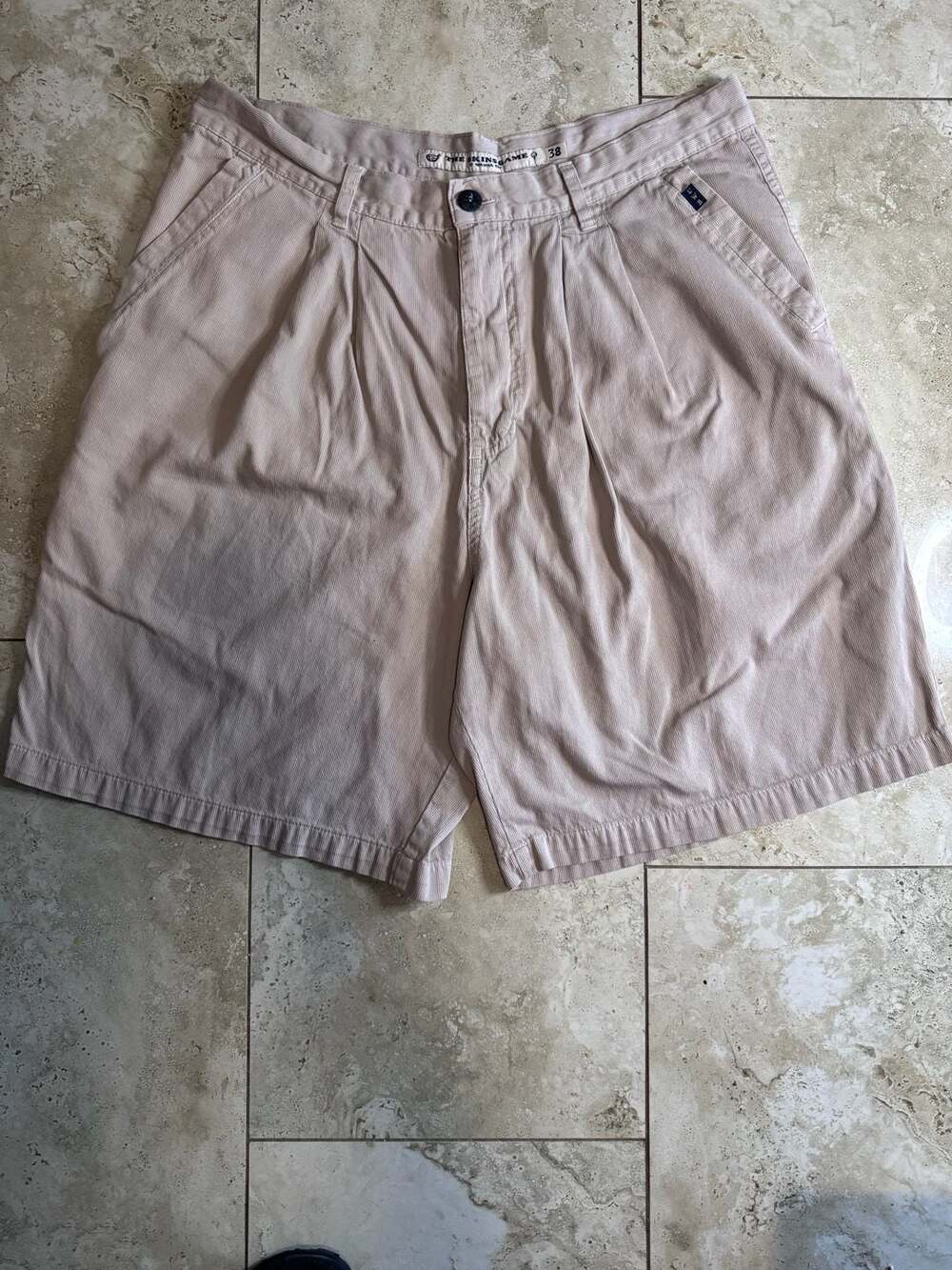 The Skins Game Pleated Corduroy Shorts Size 38 Tan Beige Golf